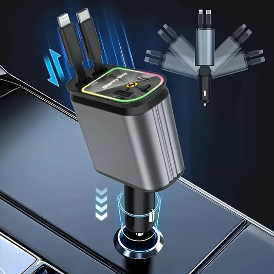 شاحن سيارة 4 في 1 قابل للسحب